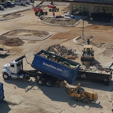 dump struck rental at a job site