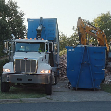 dumpster on a job site